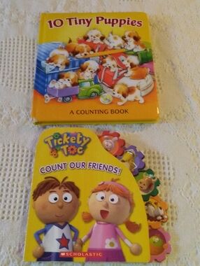 4/$20 Children's Counting Board Books Lot of 2, Tickety Toc & 10 Tiny Puppies